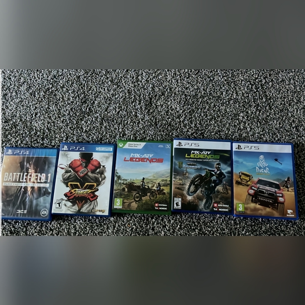 Sony PS4 and PS5 Game Set - Blue Cases Like New